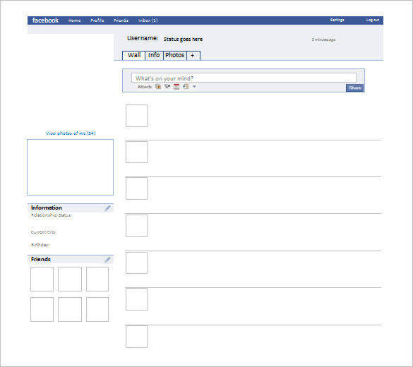 blank facebook page