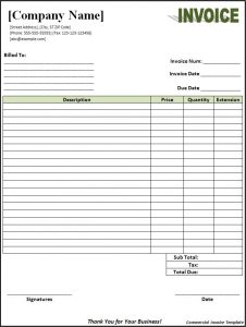 blank invoice template commercial invoice template