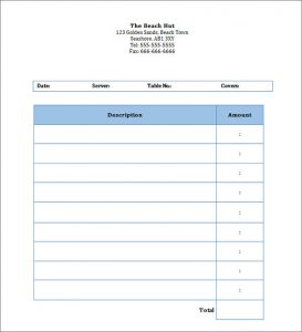 blank invoice template restaurant dining blank invoice template