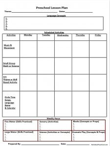 blank lesson plan template preschool lesson plan