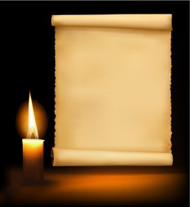 blank logo templates old paper scrolls and candle design vector