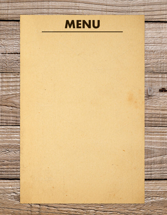 blank menu template