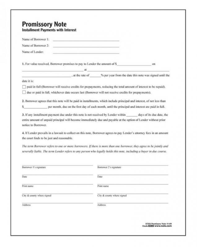 Blank Promissory Note Form | Template Business