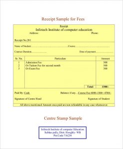 blank receipt template professional fee receipt