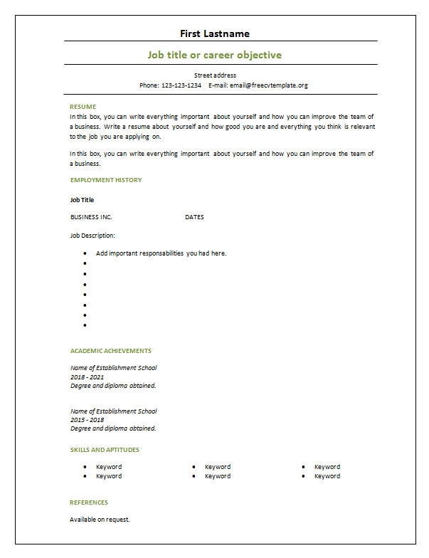 blank resume templates for microsoft word