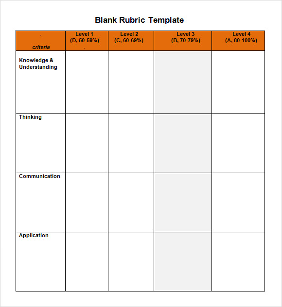 blank rubric template
