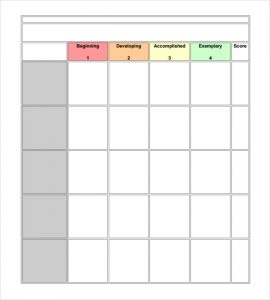 blank rubric template simple rubic template in pdf