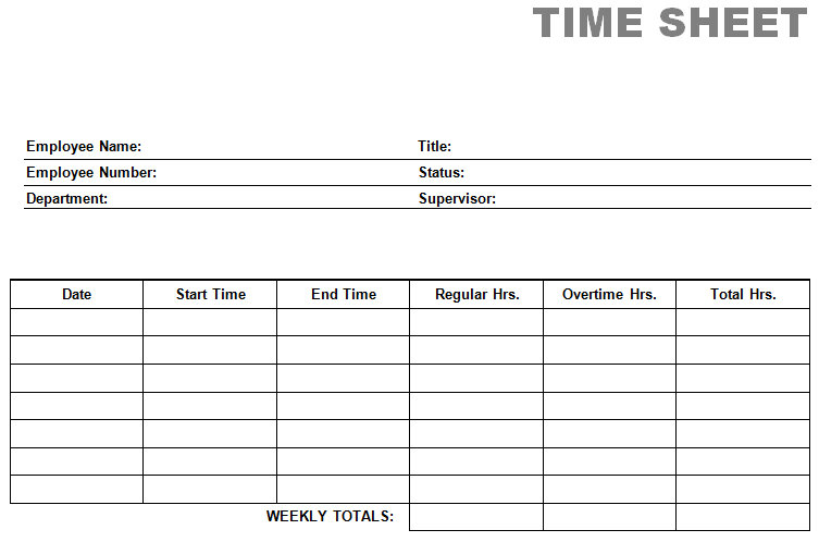 blank time sheets