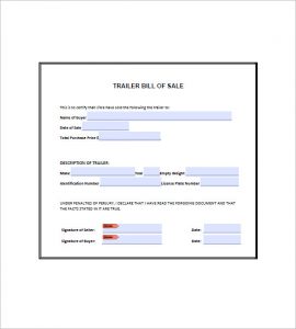 blank vehicle bill of sale boat trailer bill of sale template