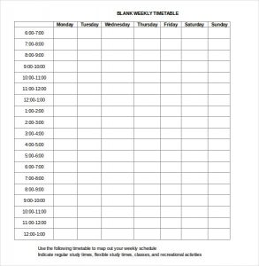 block schedule template blank schedule template
