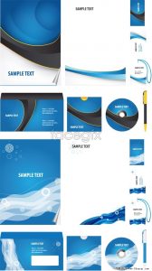 book cover template photoshop blue business vi image design vector