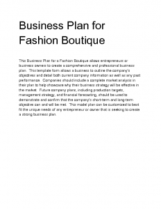 boutique business plan wdvni business plan for fashion boutique