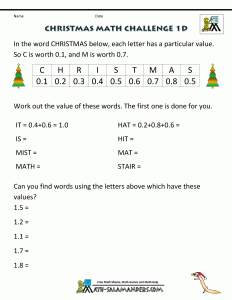 break up letters christmas math challenge d