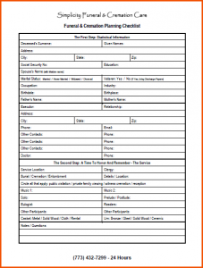 budget proposal template funeral arrangement checklist