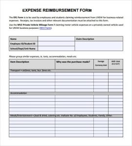 budget proposal templates expense reimbursement form