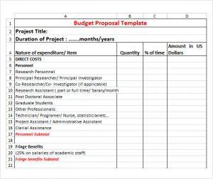 budgetary proposal template budget proposal template excel