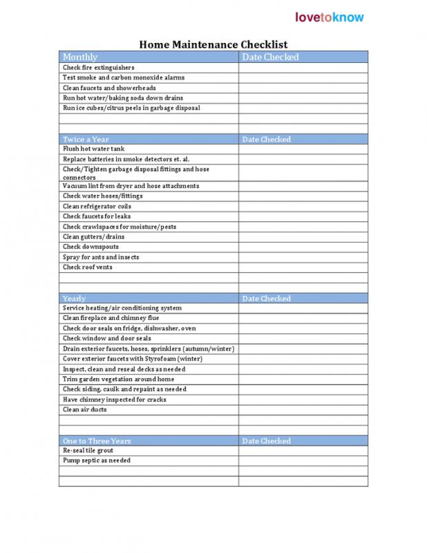 building maintenance checklist