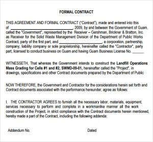 business agreement template formal contract template