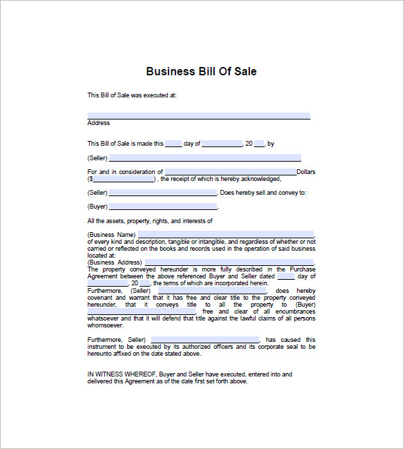 business bill of sale