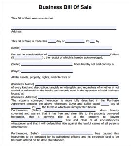 business bill of sale sample business bill of sale form