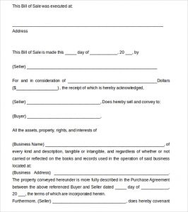 business bill of sale simple business bill of sale form