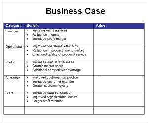 business case template business case example