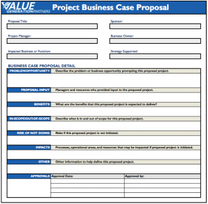 business case template project business case proposal template value generation partners
