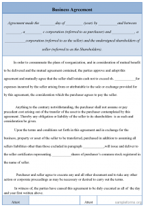 business contract sample business agreement form