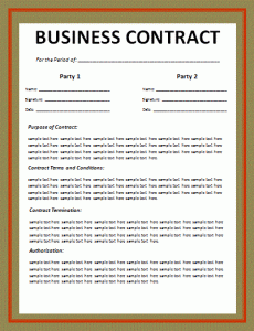 business contract sample business contract template