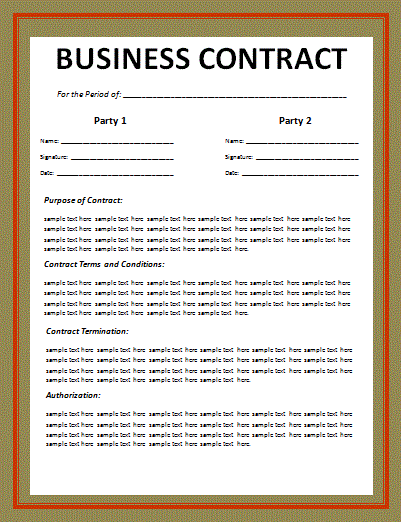business contract sample