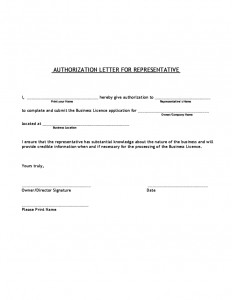 business contract template authorization letter for representative l