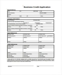 business credit application form blank business credit application form