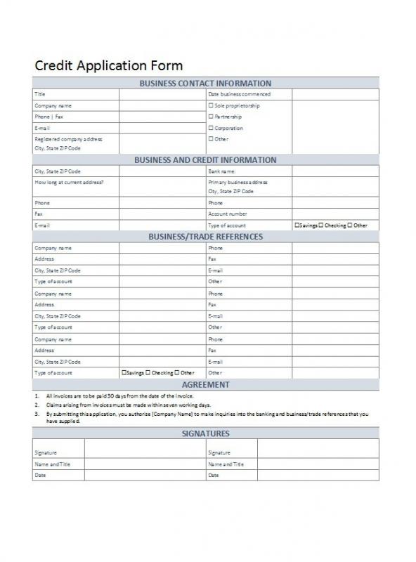 business credit application form