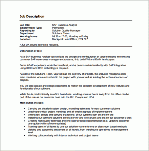 business description example free sap business analyst job description sample template