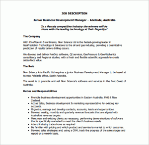 business description example junior business development manager job description sample template