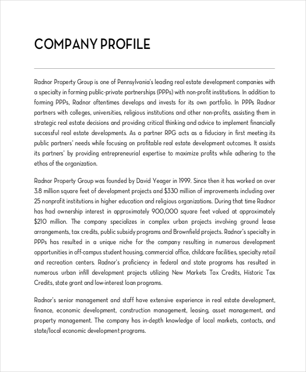 Business Description Example Template Business