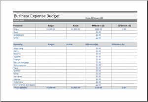 business expense template business expense budget
