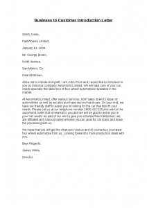 business introduction letter business to customer introduction letter