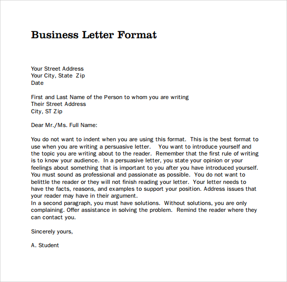 business letter form
