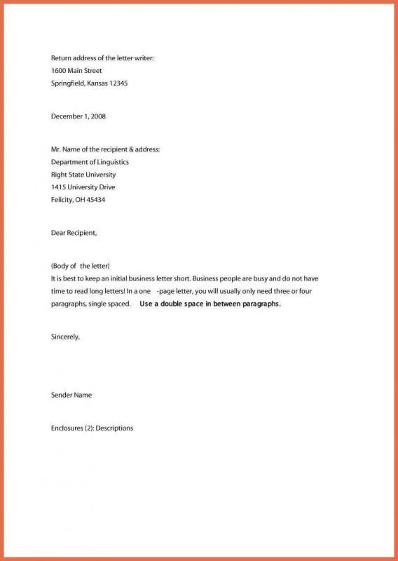 business letter format example