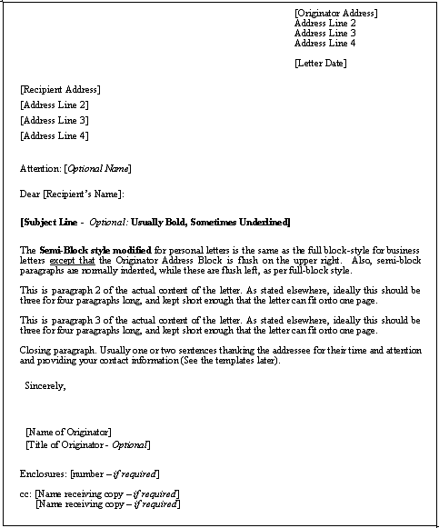 business letter layout