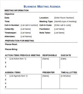 business meeting agenda template business meeting agenda template doc