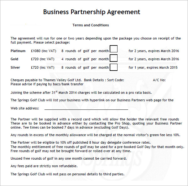 business partnership agreement