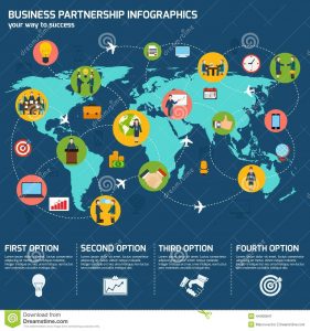 business partnership agreement template business partnership infographics meeting infographic set charts world map vector illustration