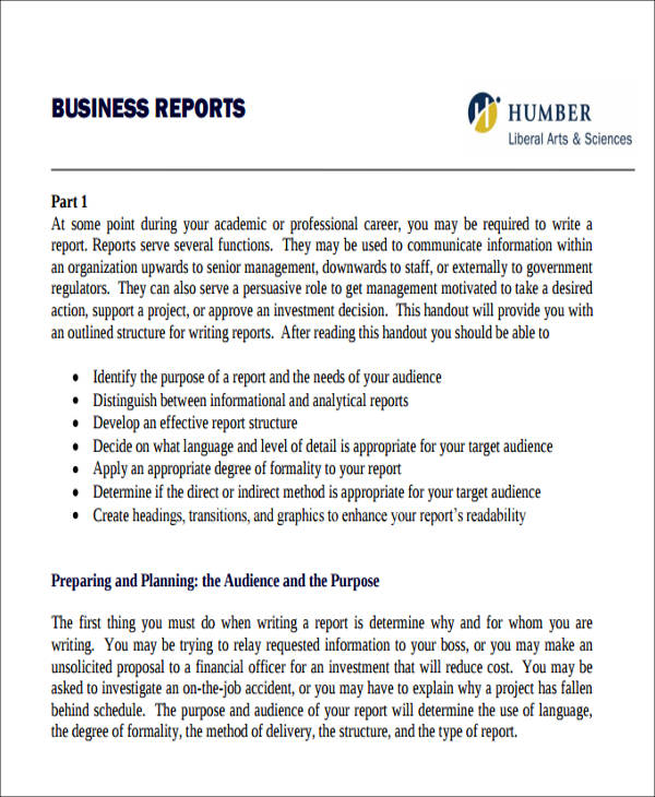 business report example
