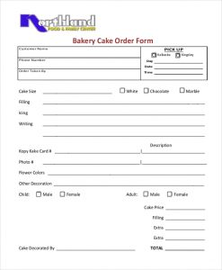 cake order forms bakery cake order form