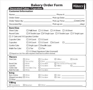 cake order forms cake order form