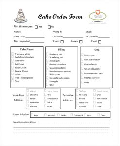 cake order forms sample cake order form