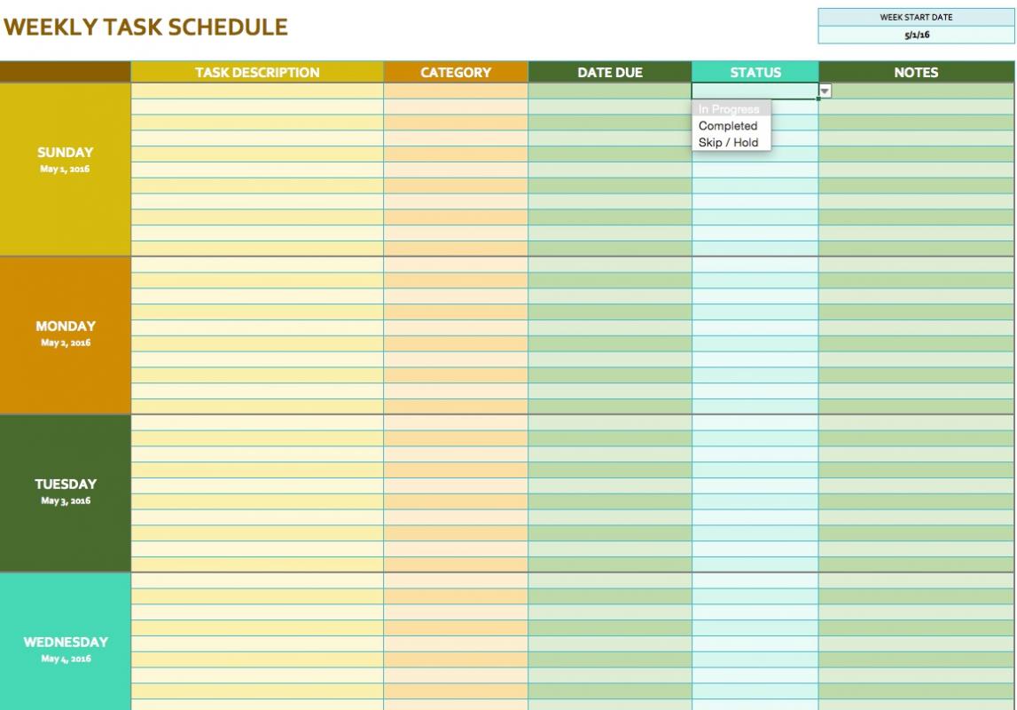 calendar schedule template