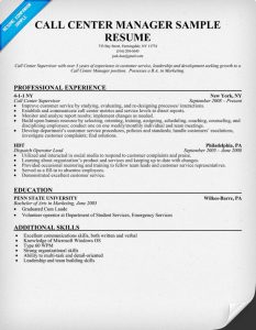 call center resume examples call center manager resume sample